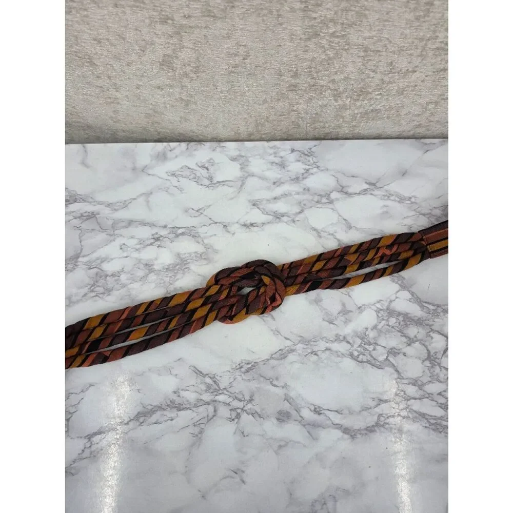 Vintage Braided Knot Belt in Rust & Deep Mustard Fabric Southwest Boho